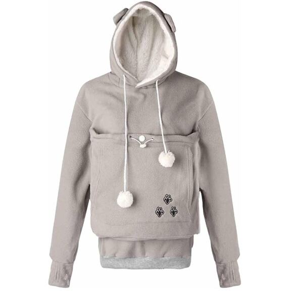 Women’s Gray Pet Carrier Hoodie with Ears Sweatshirt Pullover Size S - Picture 1 of 15